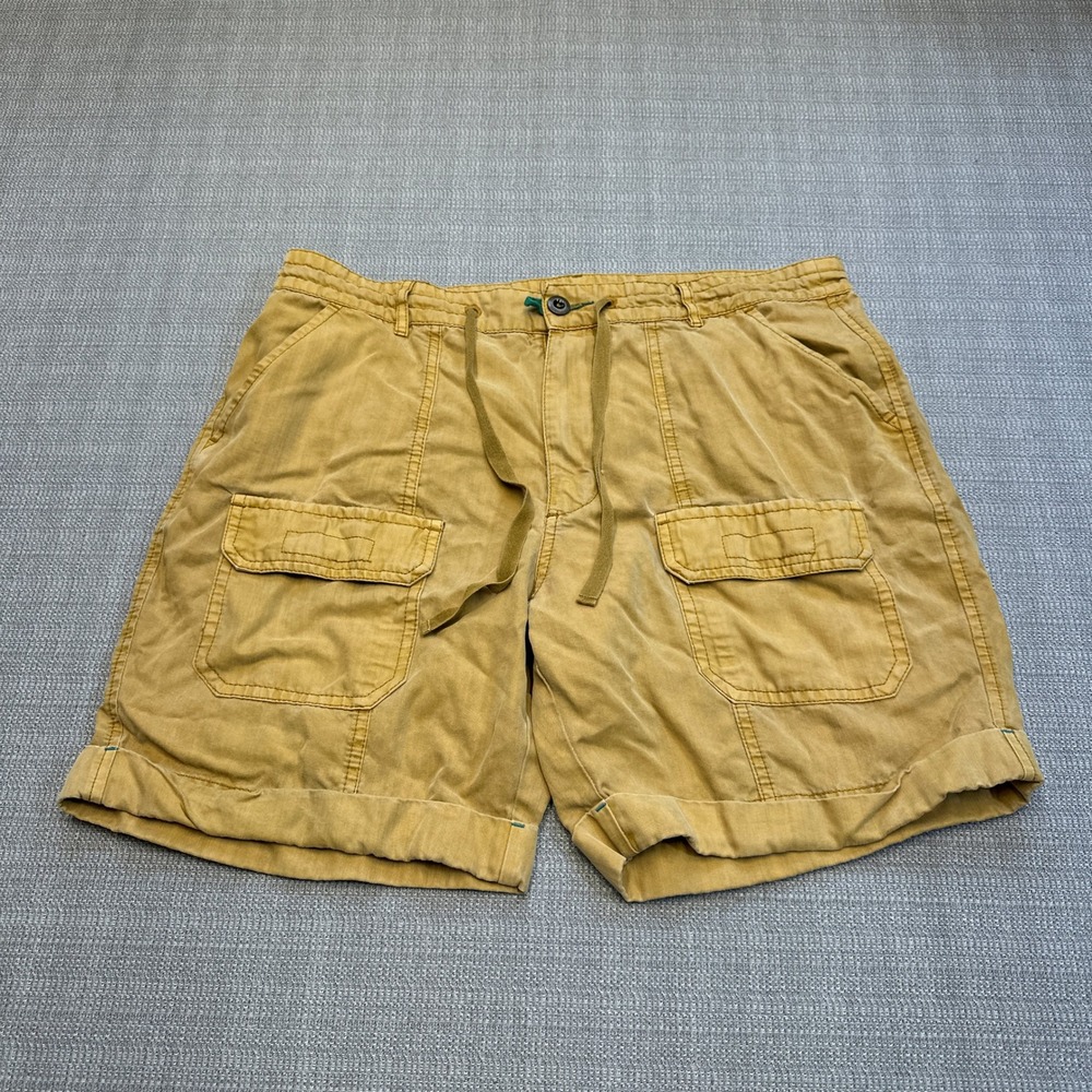 Sundance Womens Shorts 12 Mustard Yellow Cargo Pockets Tencel Casual Summer*